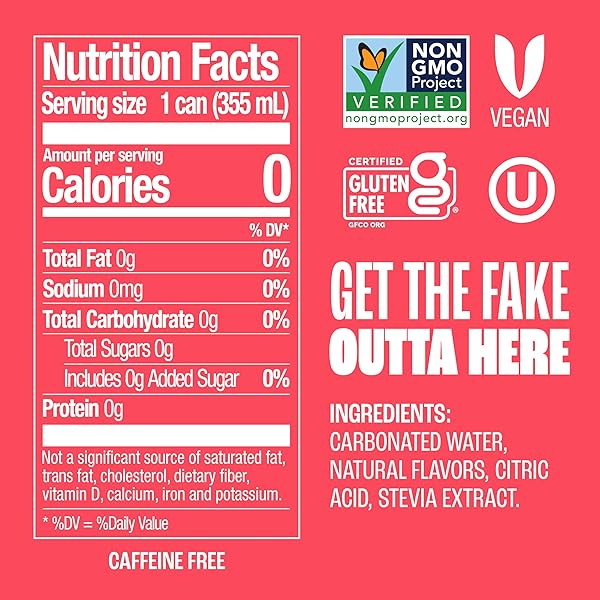 ZEVIA ZERO SUGAR SODA, STRAWBERRIES AND CREAM, 12 OZ CANS (6-PACK) – CAFFEINE FREE, NATURALLY SWEETENED, NO CALORIE SODA – NON-GMO PROJECT VERIFIED, GLUTEN-FREE, VEGAN