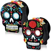 Colingmill 2 Pcs Wooden Halloween Candy Box Sugar Skull Decor, skull | Halloween Trick or Treat Candy Holder, Halloween Decorations for Indoor Outdoor Party Supply, Day of the Dead Skull Box