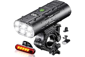 Yosky True 2000 Lumen Bike Lights for Night Riding EVO 6800mAh 6 LED Bike Headlight and Tail Light Set Rechargeable Bike Ligh