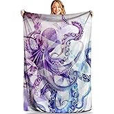 MIEPOS Abstract Octopus Throw Blanket - Soft, Cozy Plush Flannel - Lightweight, Warm, and Fuzzy, Perfect for Couch, Office or Travel - Fluffy, Decorative Sea Creature Home Accessory 50×60 Inch