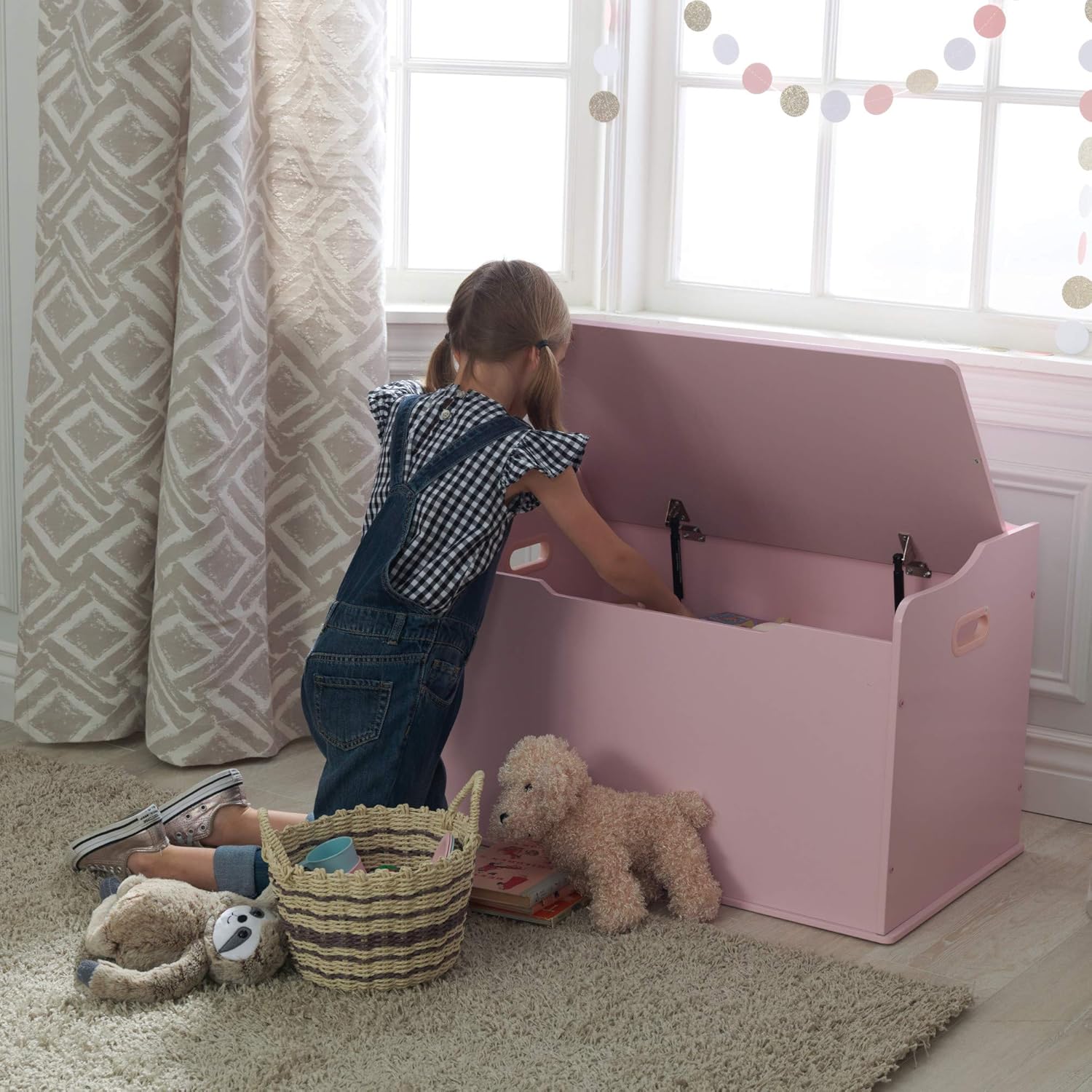 wooden pink toy box
