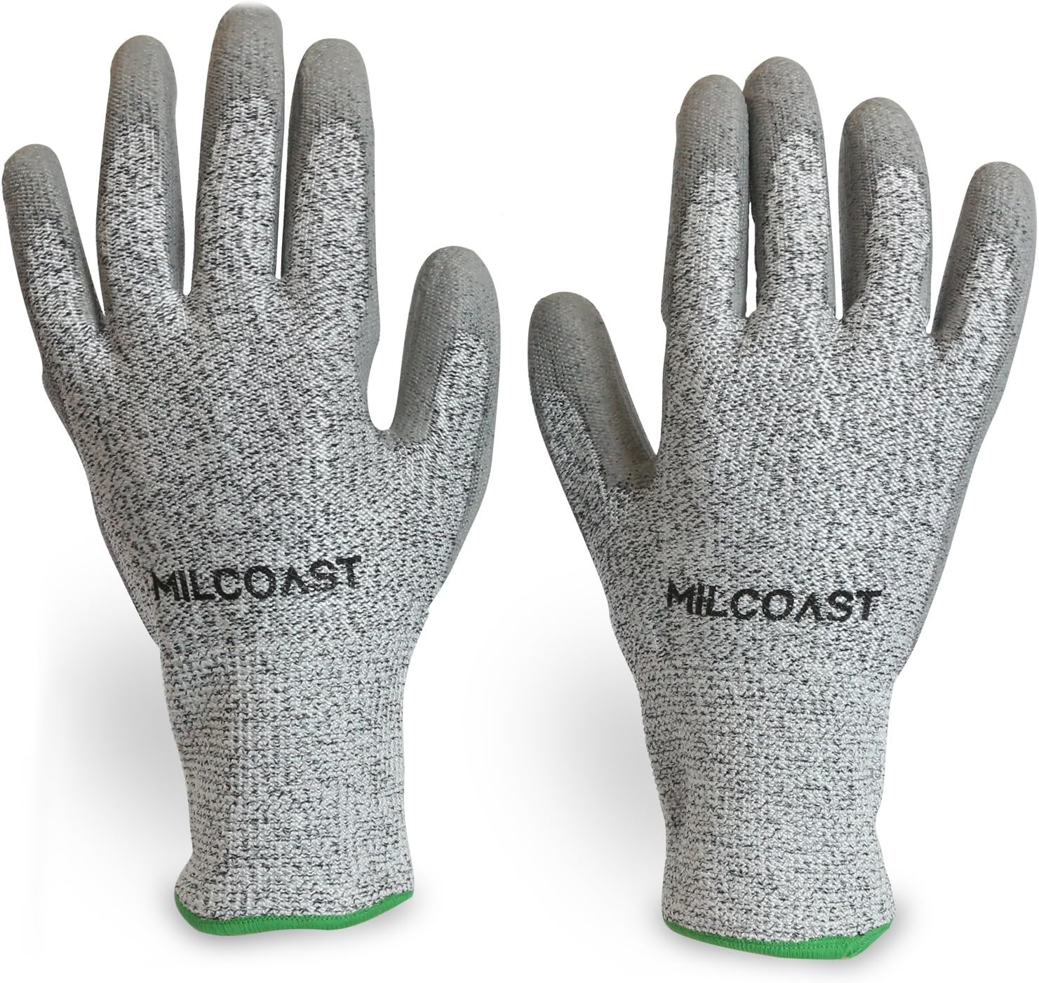 Milcoast Level 5 Cut Resistant Gloves - Polyurethane Palm Coated for Cutting, Kitchen, Garden, Work and Handling - Pack of 3 Pairs (Medium)