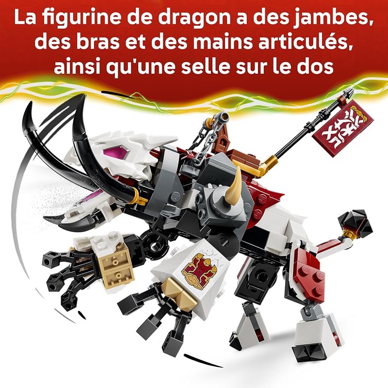 Ninjago Zilvar et Grimtak la Bête Draconique - Jouet Ninja avec Figurine & 3 Minifigurines Dont Kai & NYA - Cadeau d'anniversaire pour Garçon dès 7 Ans ou Fan du Soulèvement des Dragons 71863