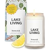 Homesick Scented Candles for Home (Lake Living) - 13.75 oz Long-Lasting Soy Wax Blend Jar Candle Gifts for Women & Men, 60-80 Hours Burn Time - Notes of Fresh Mineral Springs, Water Lotus & Pine