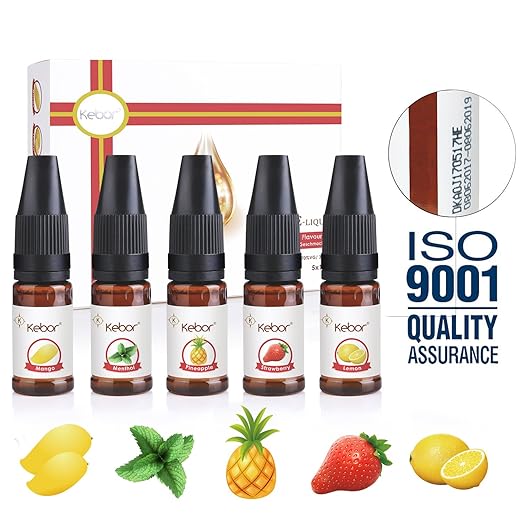 title=Kebor Liquido Sigaretta Elettronica Frutta 5x 10 Milliliter VG 70 Aromi Svapo
