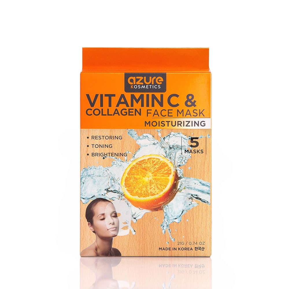 Collagen and Vitamin C Moisturizing Face Mask by Azure 5 Pack aooty