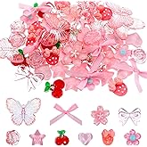 Ymapinc 60 Pcs DIY Mini Charms for Crafts, Kawaii Charms for Slime, Pink Acrylic Junk Case Charm for Phone Case, Mini Charm Kit,Slime Accessories, DIY Phone Cases Kit