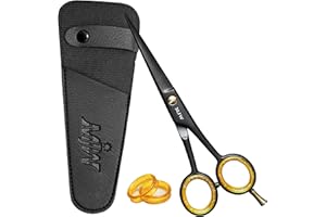 MJW Professional Hair Dressing and Thinning Scissor Stainless Steel Barber Shears with Fixed Screw for Multipurpose Use (Blac