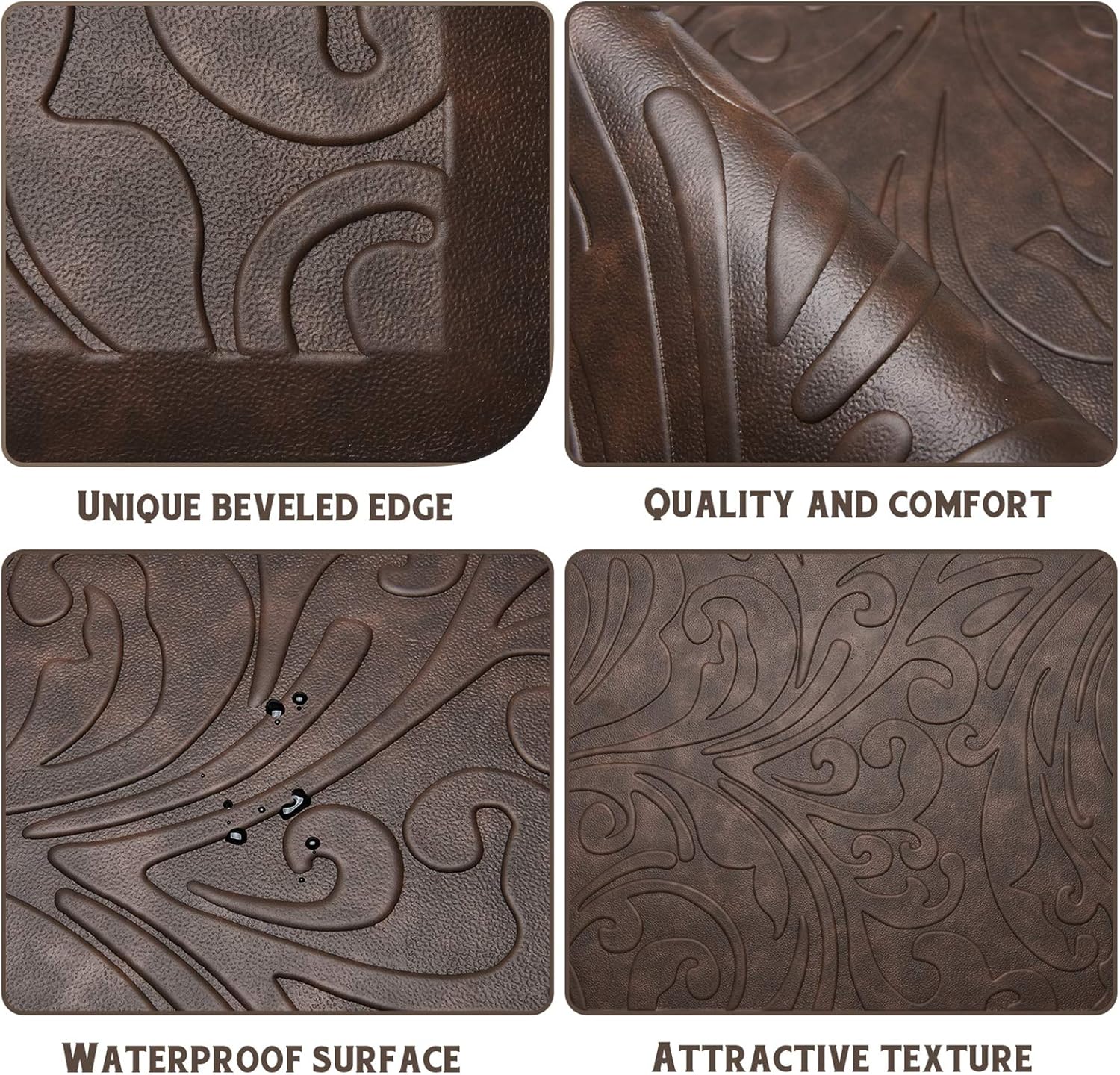 KMAT Kitchen Mat Cushioned Anti-Fatigue Floor Mat Waterproof Non-Slip Standing Mat Ergonomic Comfort Floor Mat Rug for Home, Office, Sink, Laundry, Desk 20"(W) x 39"(L), Brown: Kitchen & Dining