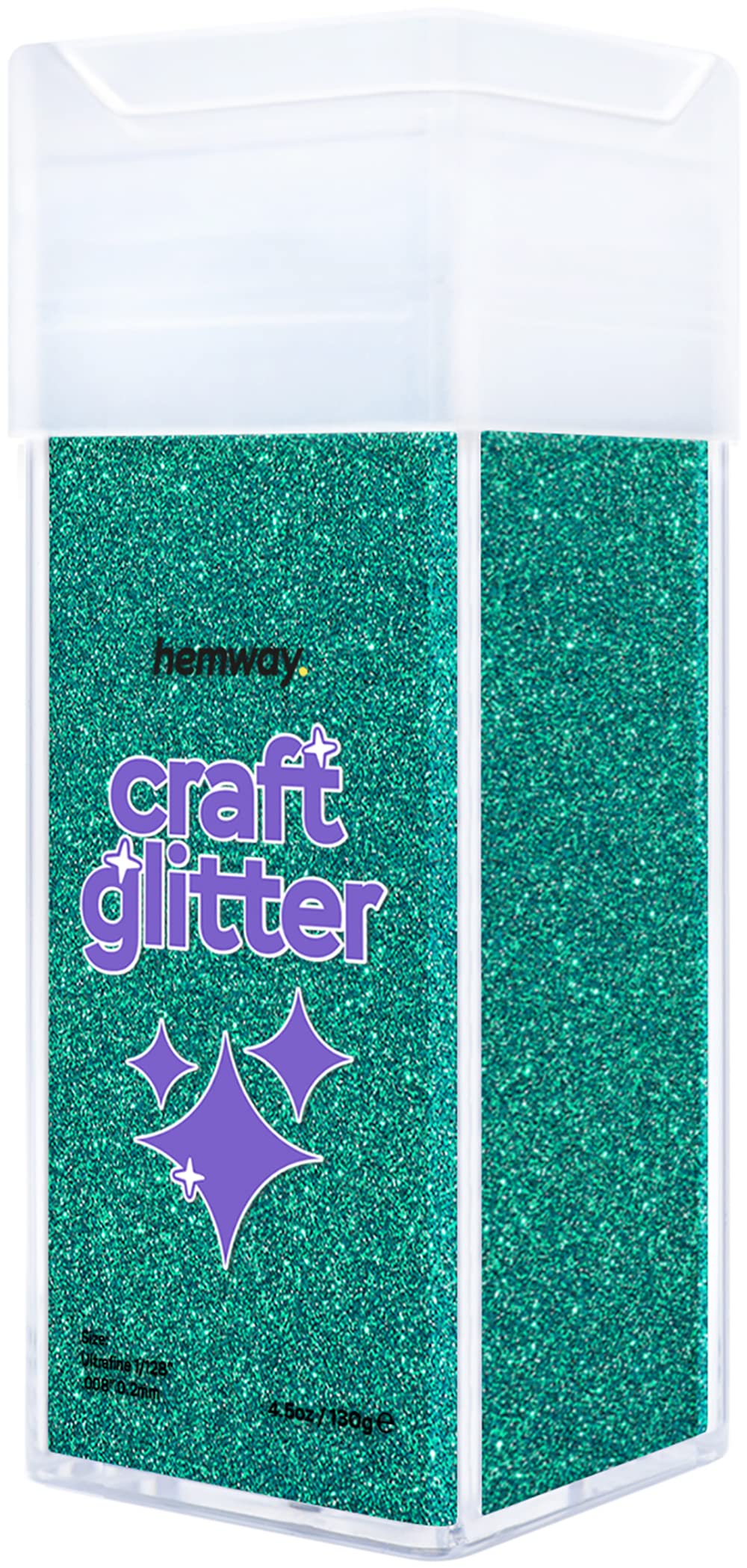 Hemway Glitter Shaker Turquoise Blue 130g Ultrafine, Craft Glitter Shaker for Resin & Epoxy Crafts, Christmas Art Supplies, Nail, Body, Face, Eye, Festival, Crafting, Slime, Sparkle