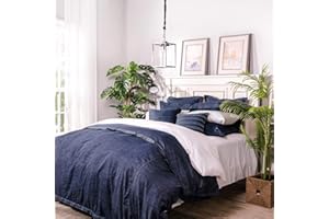 Elegant Life Home 100% Cotton Washed Pillow Case Soft Denim King Pillow Sham 20'' x 36'' (1 pc, Dark Blue)