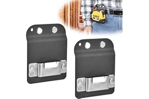 APDTEK 2 Pack Low-Profile Tape Measure Holder for Milwaukee, Heavy-Duty DEWALT Tape Measure Belt Clip Hook Holster, Fits up to 2" Belt - Prevent Pocket Tearing, Black