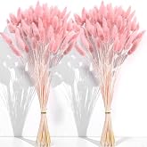 120 PCS Pink Dried Pampas Grass Decor, 17-inch Pompas Floral, Dry Flowers for Decoration, Pampas Grass in Bulk Tall, Pink Bunny Tails Dried Flowers for Boho Wedding Decor