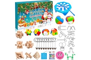 Natonhi Brain Teaser Advent Calendar 2025 for Kids, 24 Days Christmas Countdown Calendar with Metal, Wooden & Plastic Puzzles