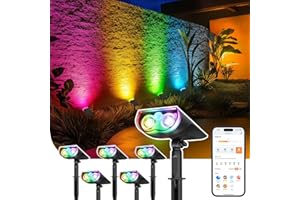 Linkind Smart Solar Spot Lights Outdoor SL5 with Motion Sensor, APP Control Color Changing Solar Christmas Halloween Lights Outdoor, IP65 Landscape Lighting for Yard, Garden, Pathway(6 Pack)