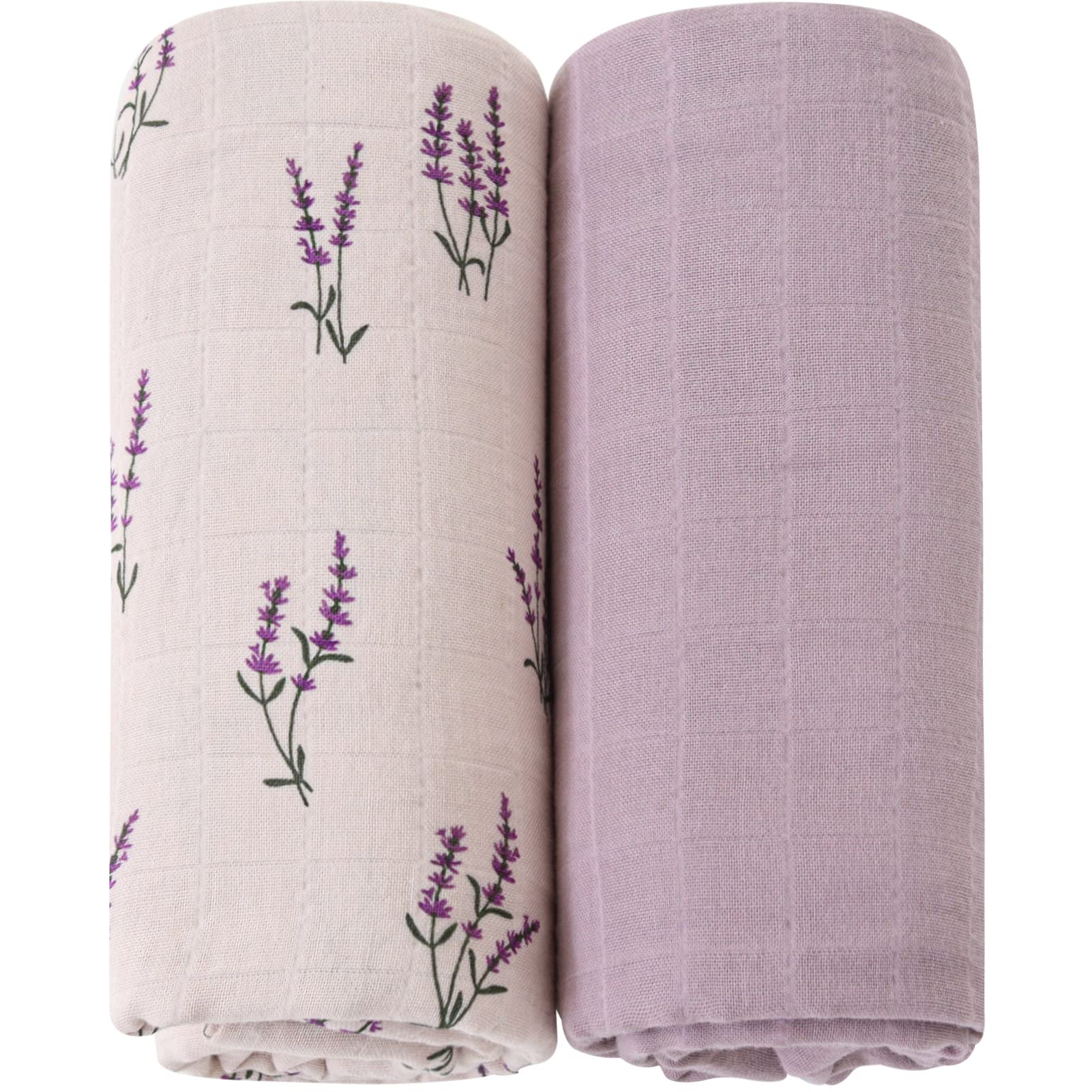 Photo 1 of LifeTree Baby Swaddle Blankets Girls, Organic Muslin Swaddle Blankets Unisex Swaddling Wrap Receiving Blanket for Newborn, Organic Cotton, Large 47 x 47 inches, Lavender & Mauve
