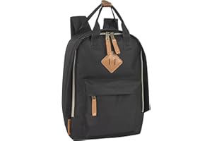 MADISON & DAKOTA Canvas Mini Backpack for Everyday & Day Pack Rucksack in Solid Color Blocks (Black)