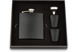 Weddingstar 6 oz Stainless Steel Hip Flask Gift Box Set Black - Non-Customizable