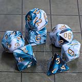 QMay DND Dice Polyhedral 7 Pieces Cyan White D20 D12 D10 D8 D6 D4 Set view 2