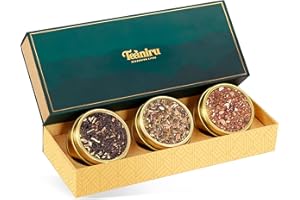 Teaniru, Grandeur Tea Collection | 3 Loose Leaf Tea Sampler | Variety Pack Assortment of Green, Herbal & Black Tea | Gluten Free & Sugar Free | Gift Set for Men & Women | Thanks Giving