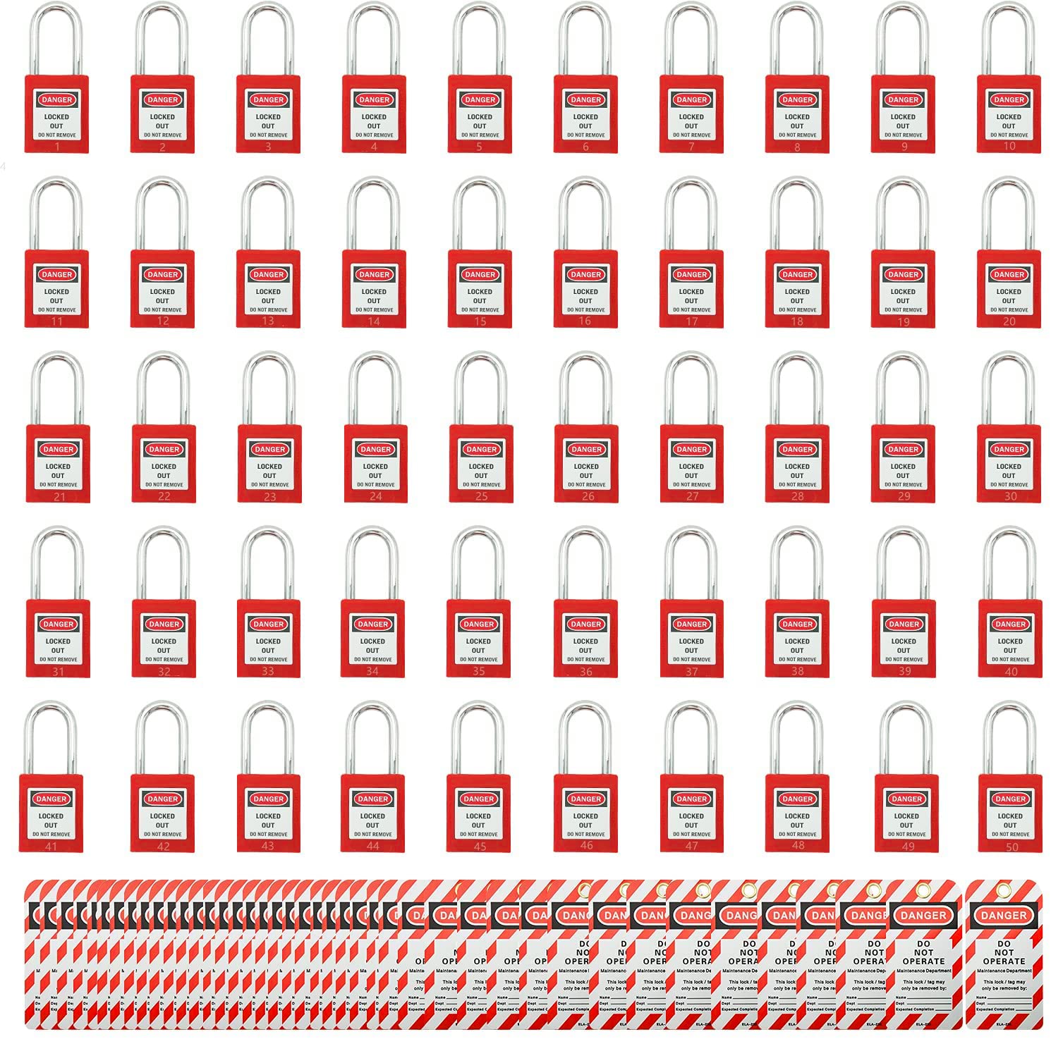 SAFBY 50 Keyed Different Lockout Tagout Locks with