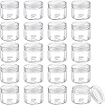 20 Pieces Round Pot Jars Plastic Cosmetic Containers Set with Lid for Liquid Creams Sample, 20 ml/ 0.7 oz (Clear Lid)