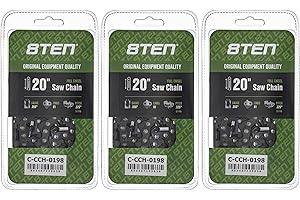 8TEN Full Chisel Chainsaw Chain 20 Inch .050 .325 81DL for Stihl MS for Stihl MS 261 270 280 291 360 361 (3 Pack)