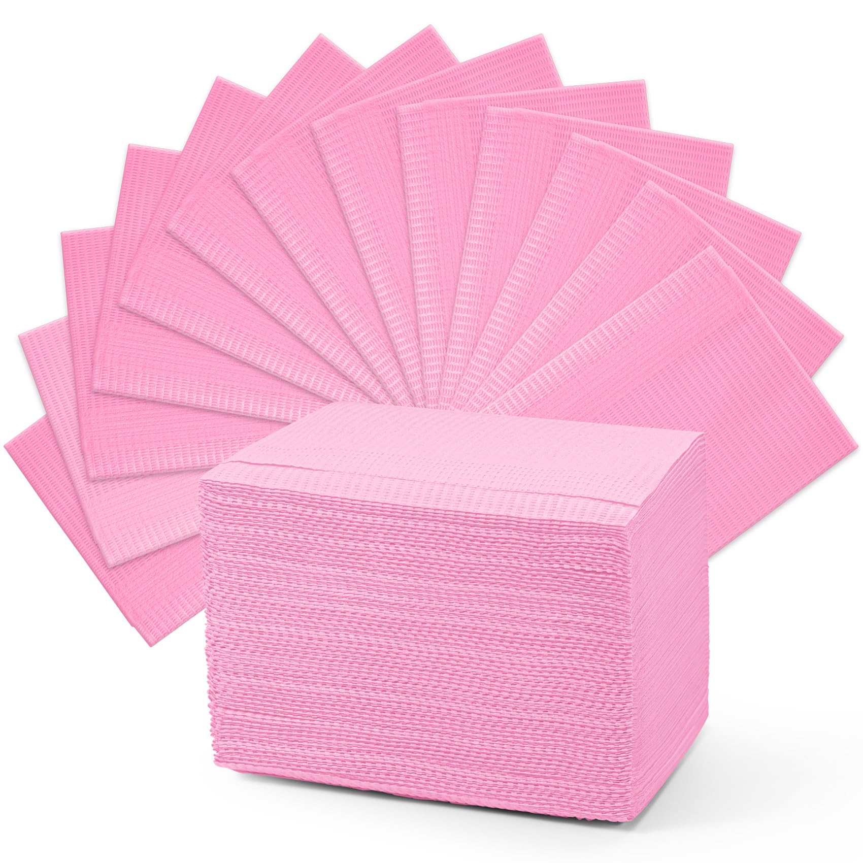 Annhua Dental Bibs 60 PCS Disposable Tattoo Bibs, 13" x 18" Waterproof Dentist Bibs 3 Ply Dental Sheets for Tattoo| Dental Clinic| Patient Feeding - Pink