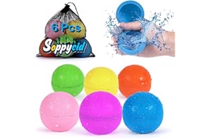 98K Reusable Water Balloons 6Pcs with Mesh Bag, Self Sealing Silicone Ball Latex-Free, No Clean Hassle, Easy to Fill, Summer Toys Water Toy Swimming Pool Beach Park Yard Outdoor Games Party Supplies