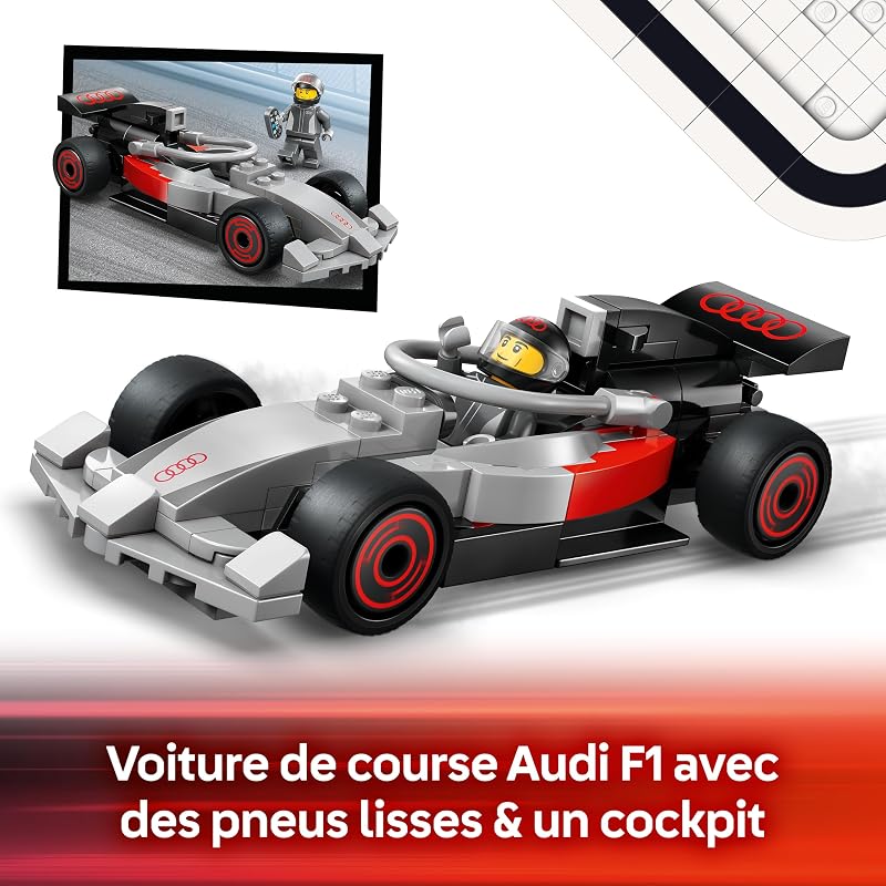 City Camion de F1 avec Voiture de Course de F1 Audi - Jouet Voiture - Maquette avec 3 Minifigurines & Fonction Chargement - Idée de Cadeau pour Garçon dès 7 Ans & Fans de Sport Automobile 60493 — photo 7 sur 8
