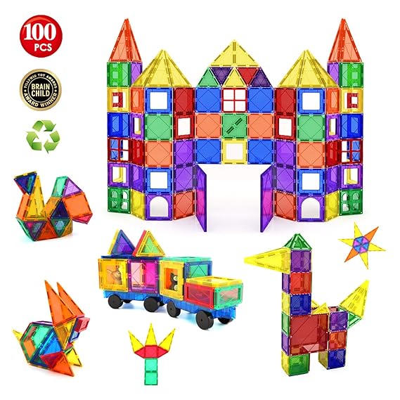 Children Hub 100 Stück Magnetische Bausteine: Pädagogisches Spielzeug Für Kinder Ab 3 Jahre(mit stärkeren Magneten)