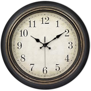 Ability One 12 3 4 Round Wall Clock Arabic Brown High Impact Polystyrene Frame