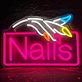 Nails Neon Sign Nail Salon Room Decor Window Wall Art for Nail Shop Storefront USB Powered 15.7"x10.7"
