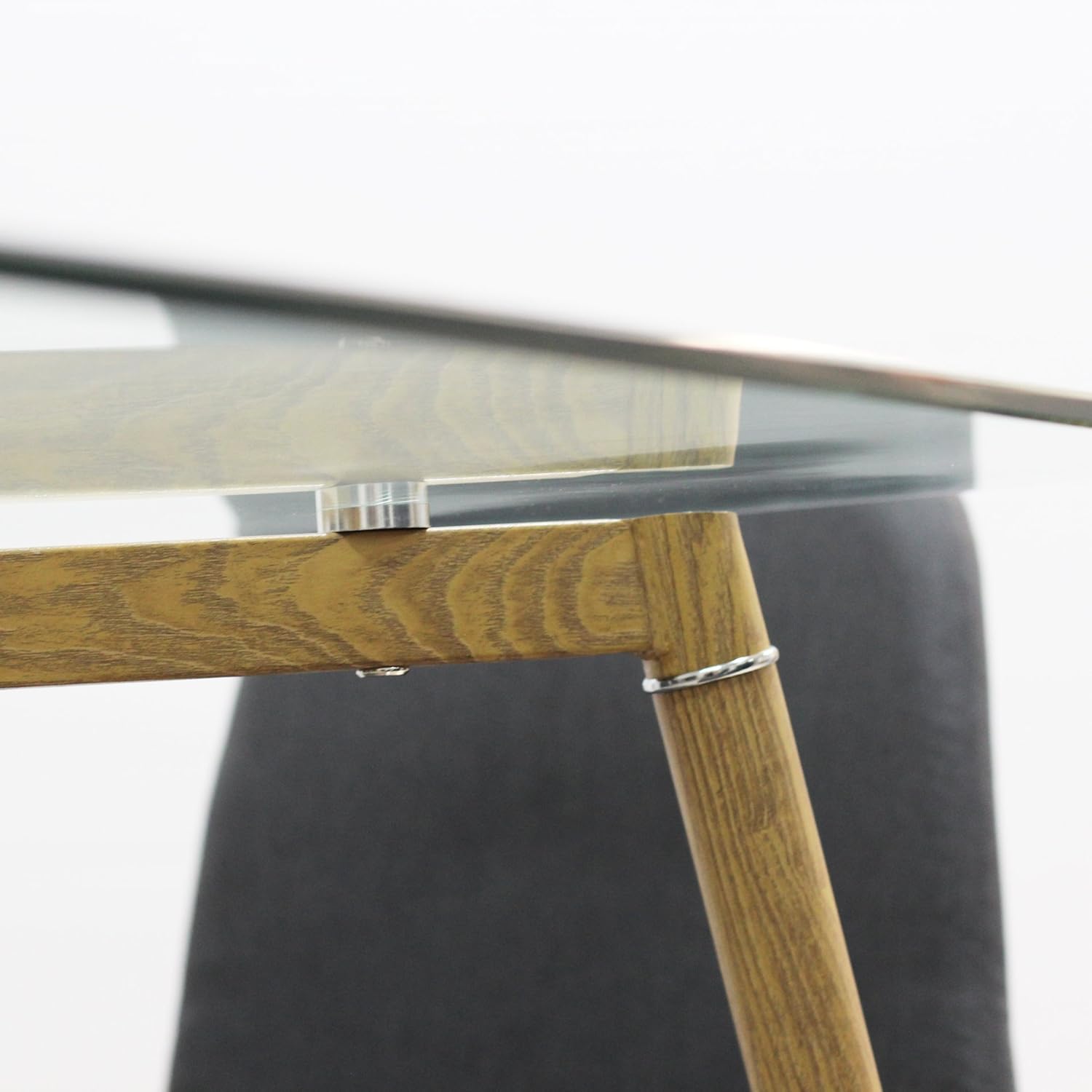 IDS Online Mid Century Glass Dining Table With Foot Pad, Office Desk, Size 51.18" X 31.50" X 29.53", Wooden Skin - Tables