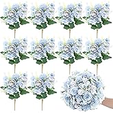 Olgaa 12 Bundles Peonies Artificial Flowers Silk Flowers Fake Peony Bouquet Faux Peonies Flowers Bulk for Wedding Decor Centerpiece Table Decorations (Light Blue)