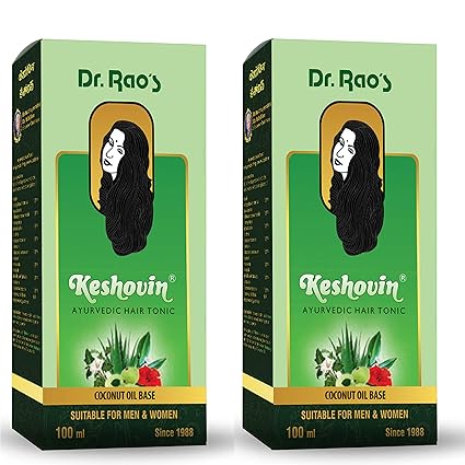 Dr.Rao's Keshovin Ayurvedic Hair Oil - 100ml Each - Pack Of 2-100% Herbal.