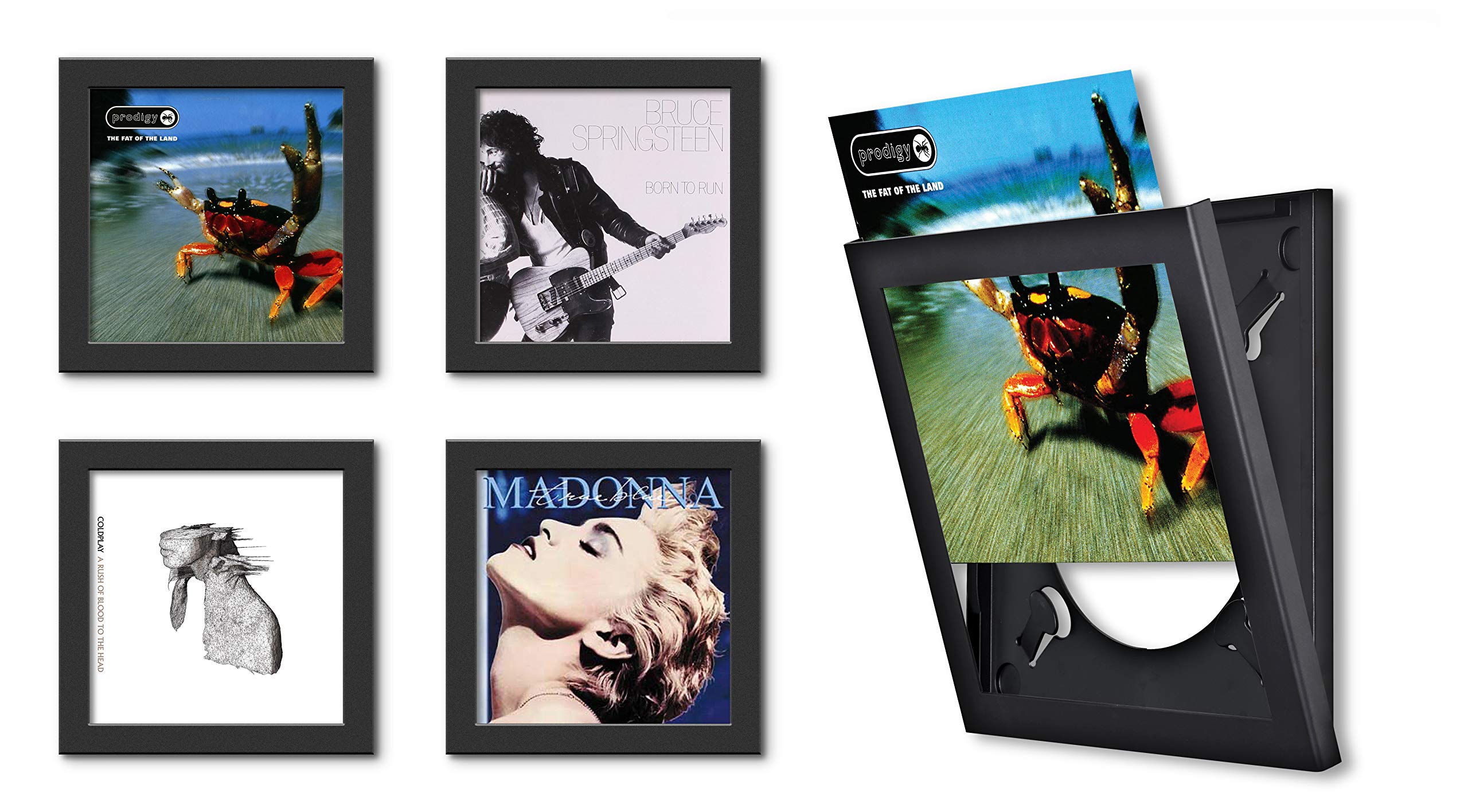 Show & Listen Vinyl Record Frames (Set of 4) – Wall-Mount Flip Frames for 12″ LPs – Quick-Swap Hinged Design – Fits Single, Double & Triple LPs – Lightweight Acrylic – Hardware Included