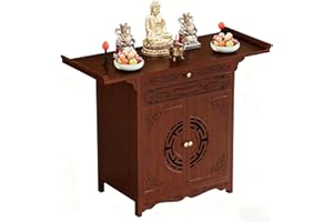 BDKNBHG Meditation Altar Table - Buddhist Pooja Shrine Altar Table Shrine Ancestral Ancestor Chinese for Altar Pooja Tables High Altars with Storage,Pear colored/39.3IN