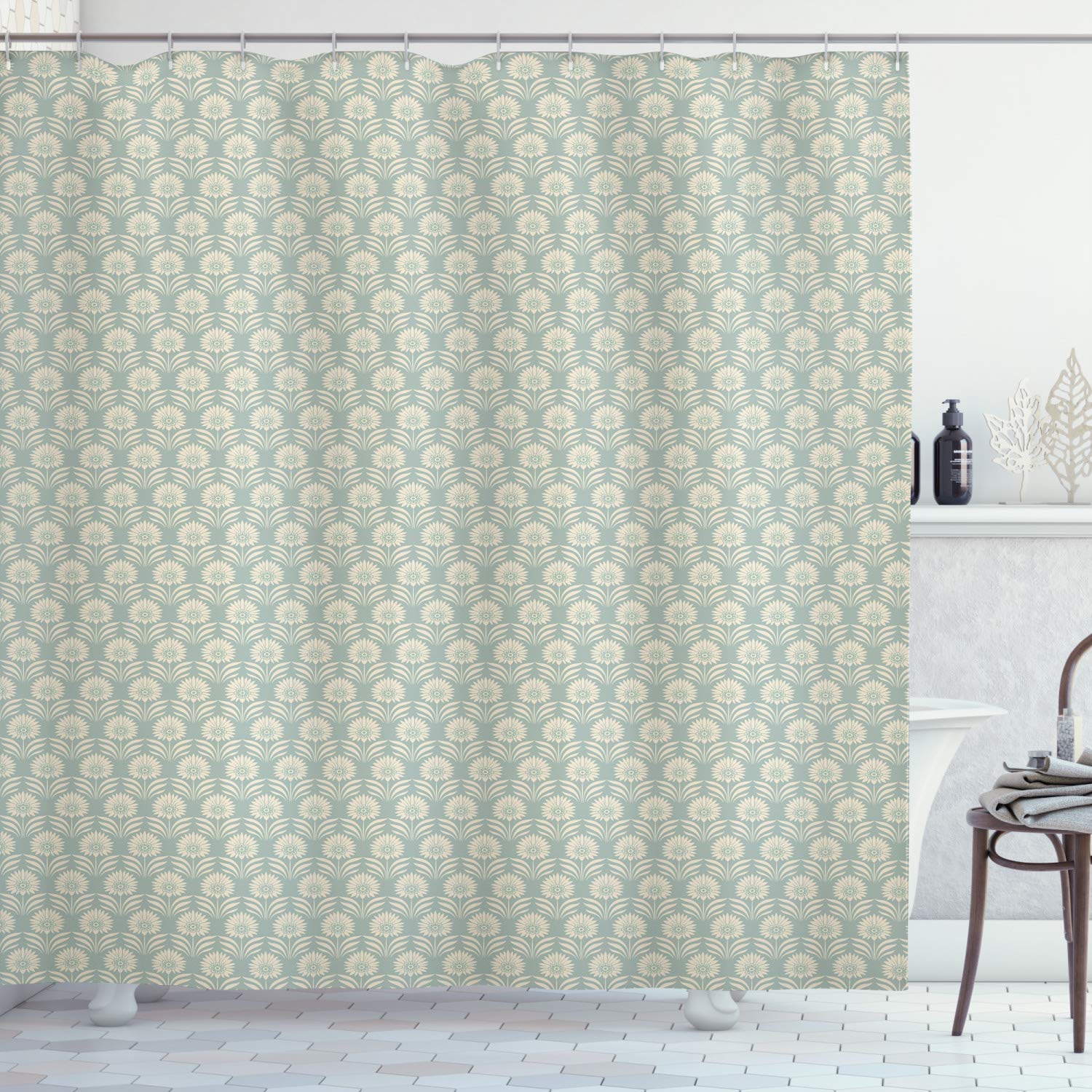 Amazon Com Lunarable Antique Shower Curtain Abstract Leaves And