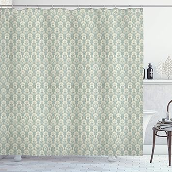 Lunarable Antique Shower Curtain Abstract Leaves And Flower Primitive Aboriginal Nature Art Cloth Fabric Bathroom Decor Set With Hooks 70 Long
