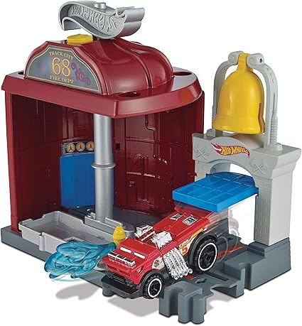 hot wheels city downtown fire station spinout playset