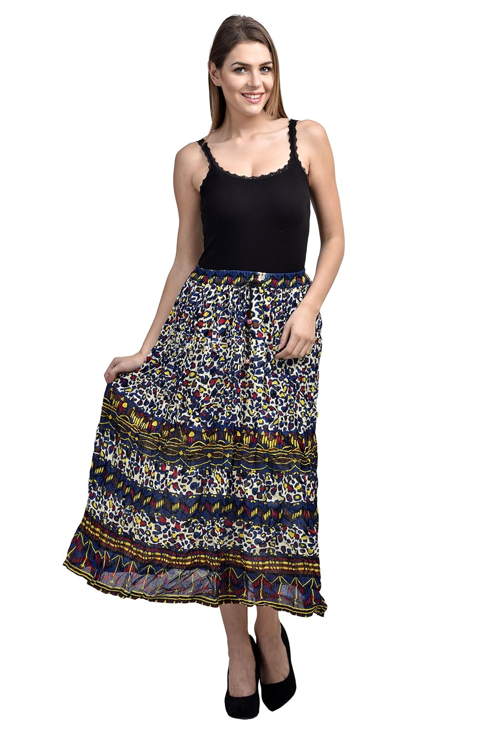 hazle avenue women's layered printed full length skirt