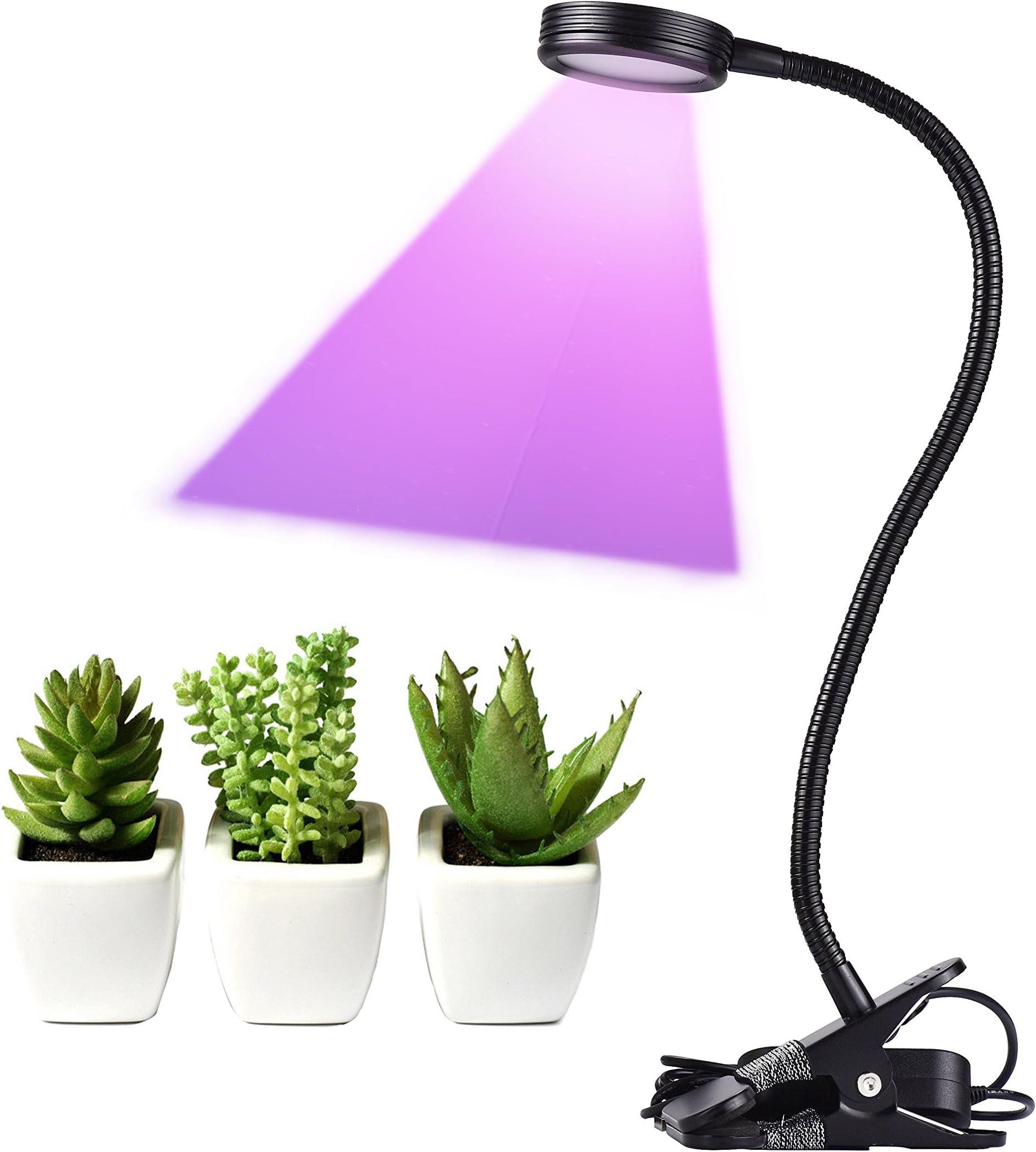 FonPeak LED Grow Light 10W Full Spectrum 450nm 660nm Desk Plant Lamp Lihgts with 360° Flexible Gooseneck & Desk Clip-ons for Herbs Vegetables Succulents Flowers Plants