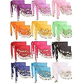 JaGely 24 Pieces Belly Dance Hip Scarf Belly Dancer Skirt with Gold Coins Bling Outfit Coin Costumes for Women