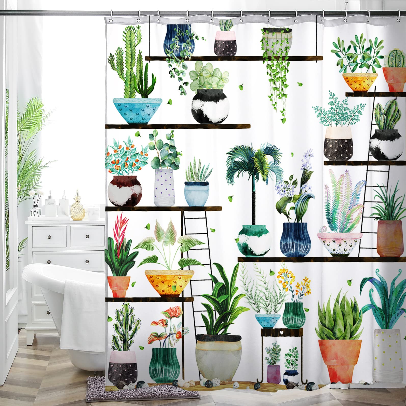 HMS Happy Memories Bohemian Flower Bathroom Curtain Colorful Boho Floral Print Beautiful Bright Polyester Fabric Cloth Shower Curtain for Bathroom Decoration, 72"x72" (Color 3)