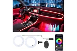 LATAMIL Car Led Strip Lights, Interior Car Lights, App Control Ambient Lighting Kit With RGB 16 Million Colors Fiber Optics&Music Sync Rhythm, USB Neon Light Accessories for Center Console&Dashboard, Upgraded
