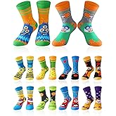 Jinei 10 Pairs Boys Silly Socks with Monster Pattern Kids Crazy Novelty Funny Wacky Socks Day Gifts for Kids