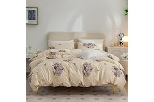 COTTONLIFE Twin Cotton Duvet Cover Flower, 100% Cotton 3 Pieces Floral Bedding Sets for Girls, Vintage Chic Style Flower Branches Pattern Duvet Cover Floral Twin, with Zipper Closure (NO Comforter)