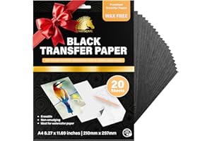 MyArtscape Graphite Transfer Paper, 20 Black Sheets - Wax Free - Erasable - Smudge-Free - Ideal for Drawing, Tracing and Watercolor Transfer - Premium Arts and Crafts Supplies