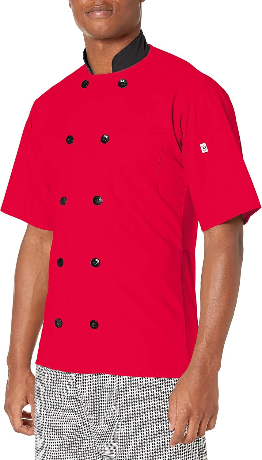 Uncommon Threads Women's Havana Chef Coat Ss Mesh Blk TRM: Clothing